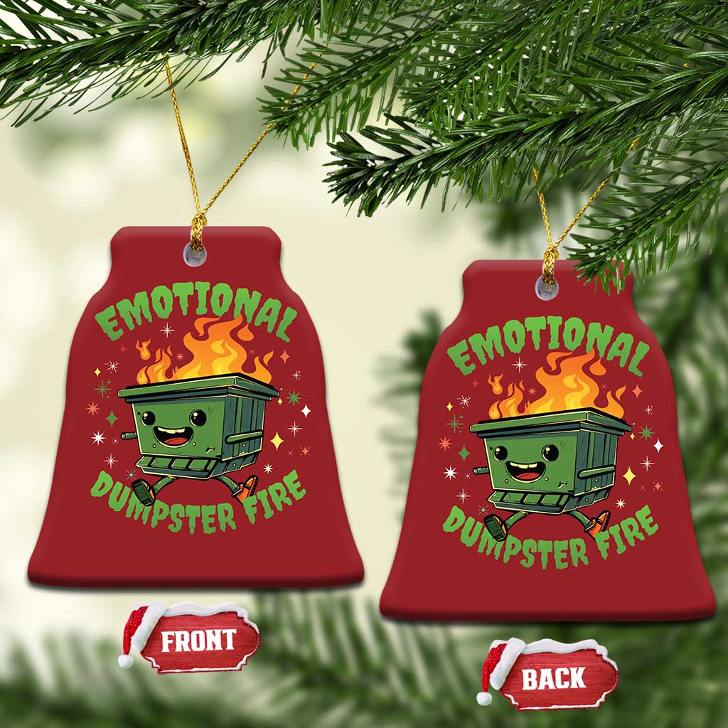 Emotional Dumpster Fire Christmas Ornament Funny Mental Health Retro Groovy TS02