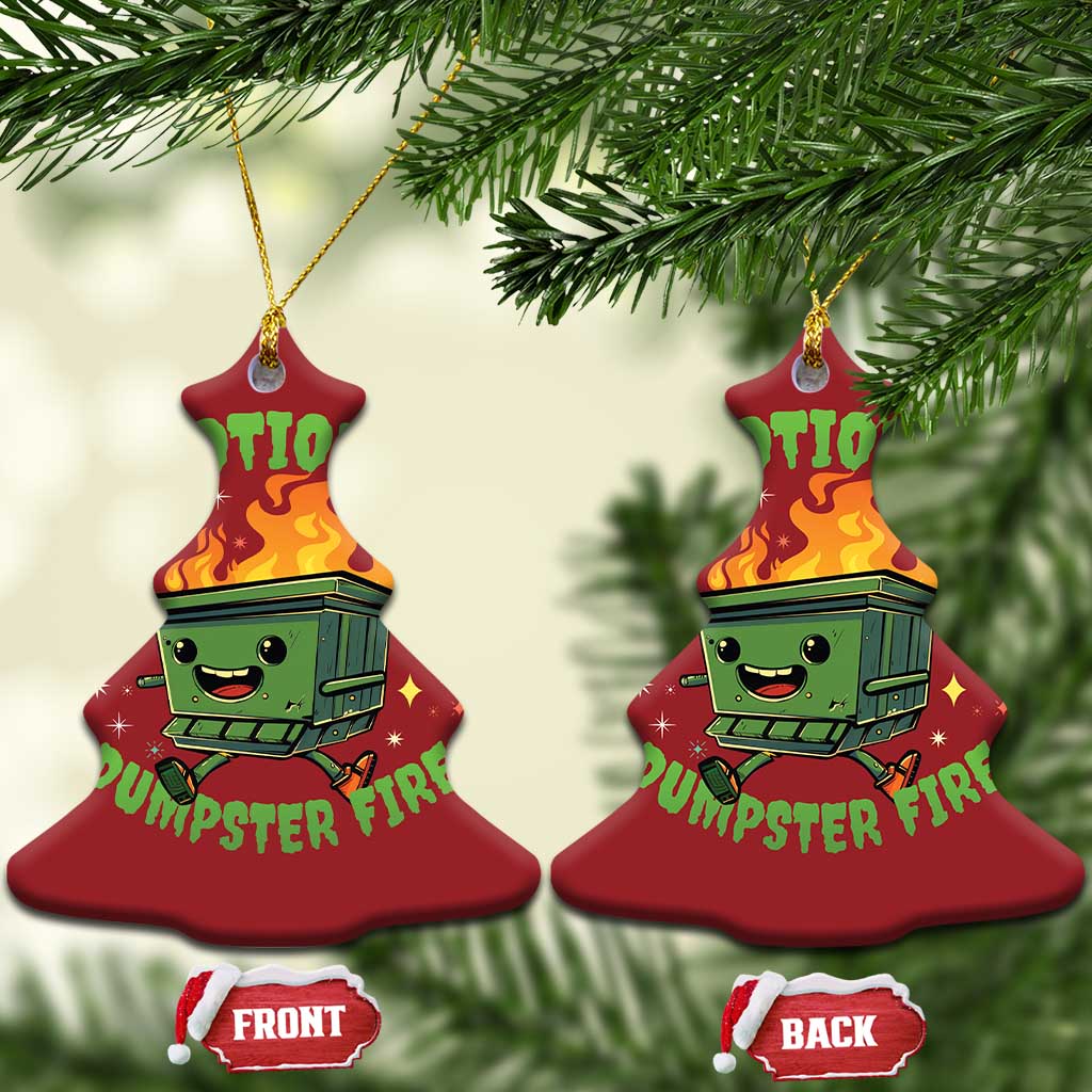 Emotional Dumpster Fire Christmas Ornament Funny Mental Health Retro Groovy TS02