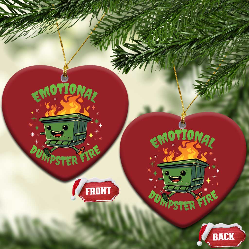 Emotional Dumpster Fire Christmas Ornament Funny Mental Health Retro Groovy TS02