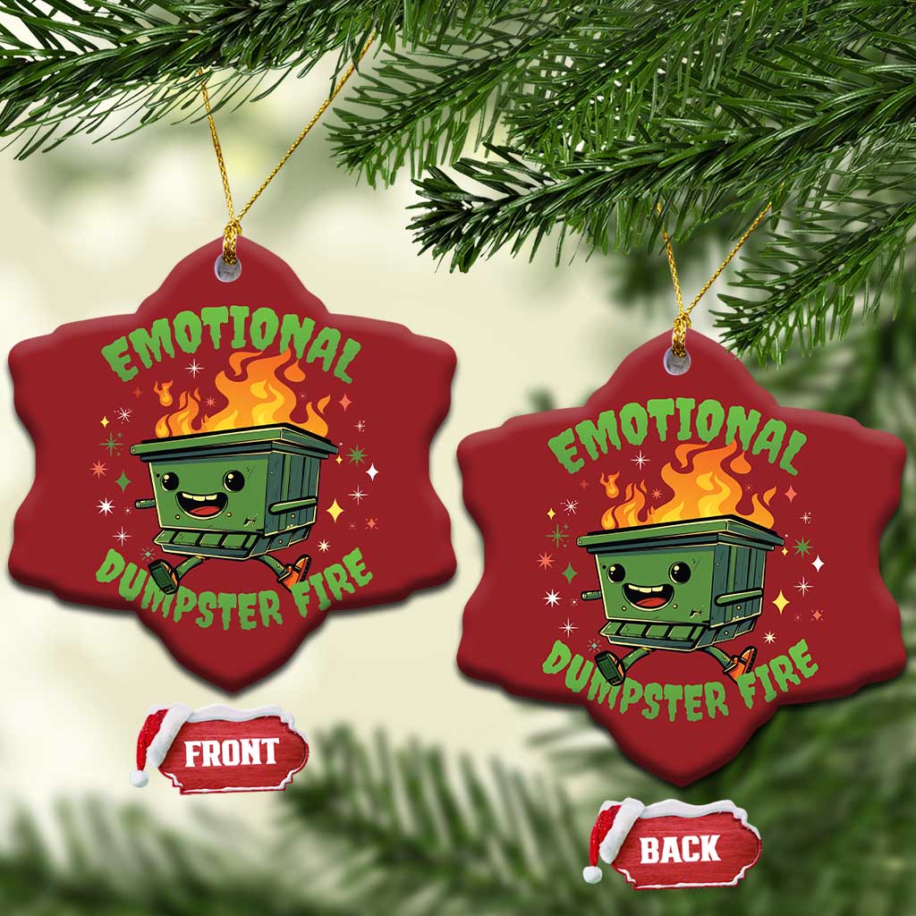 Emotional Dumpster Fire Christmas Ornament Funny Mental Health Retro Groovy TS02