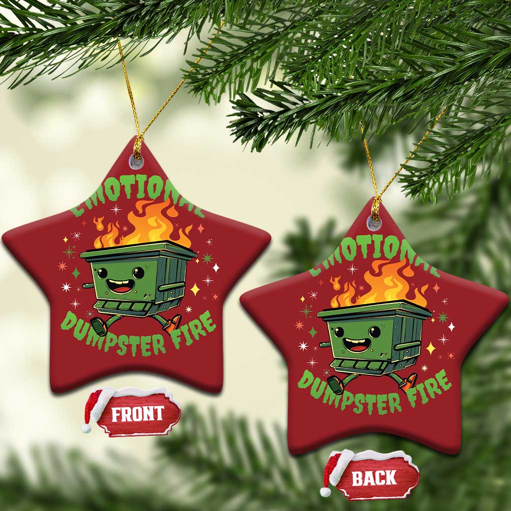 Emotional Dumpster Fire Christmas Ornament Funny Mental Health Retro Groovy TS02