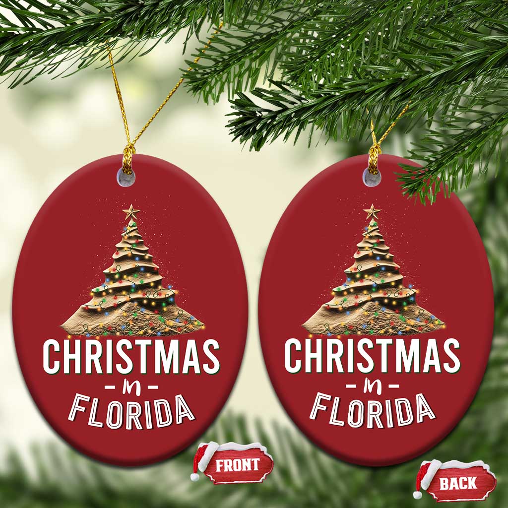 Christmas In Florida Christmas Ornament Sand Xmas Tree Lights Family Vacation TS02