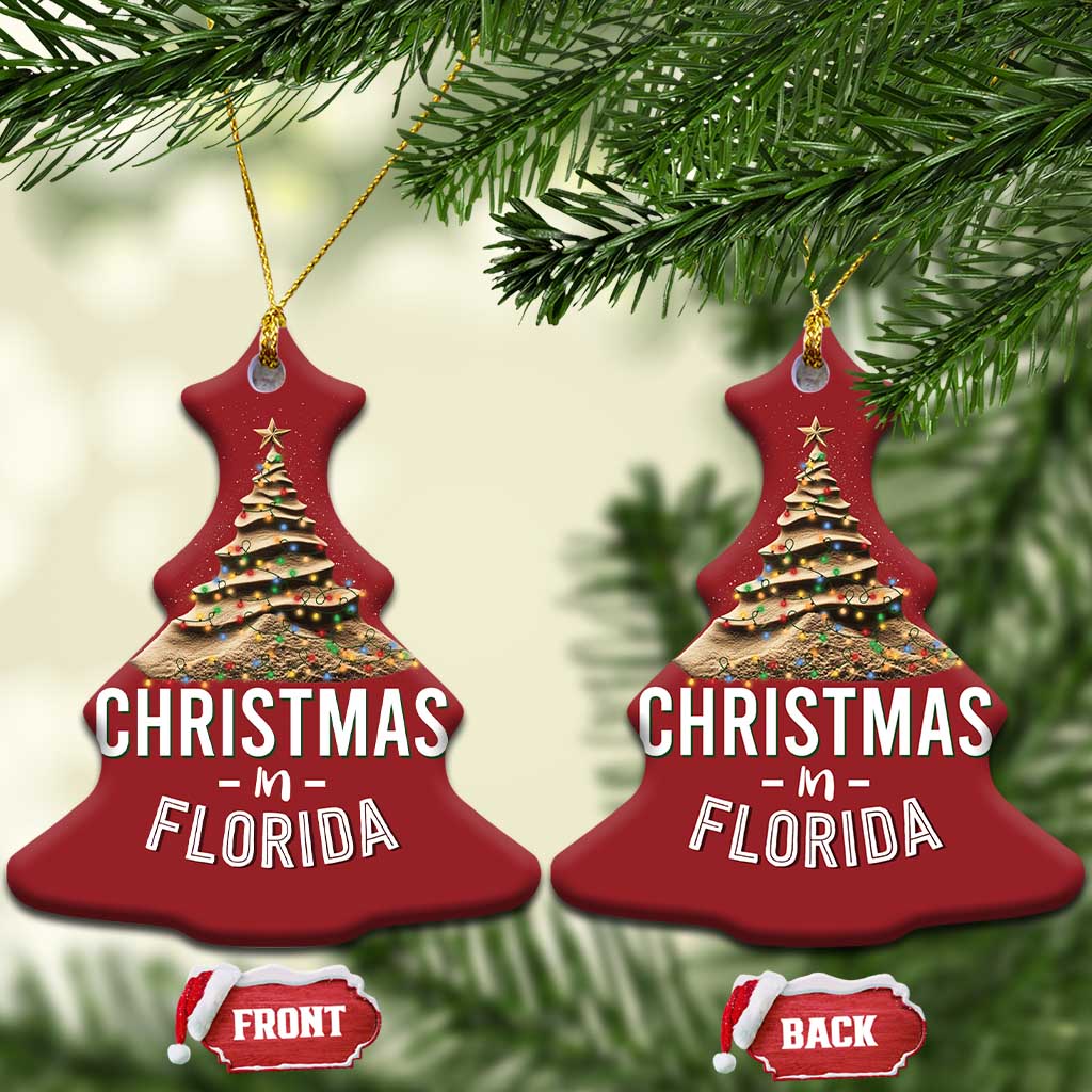 Christmas In Florida Christmas Ornament Sand Xmas Tree Lights Family Vacation TS02