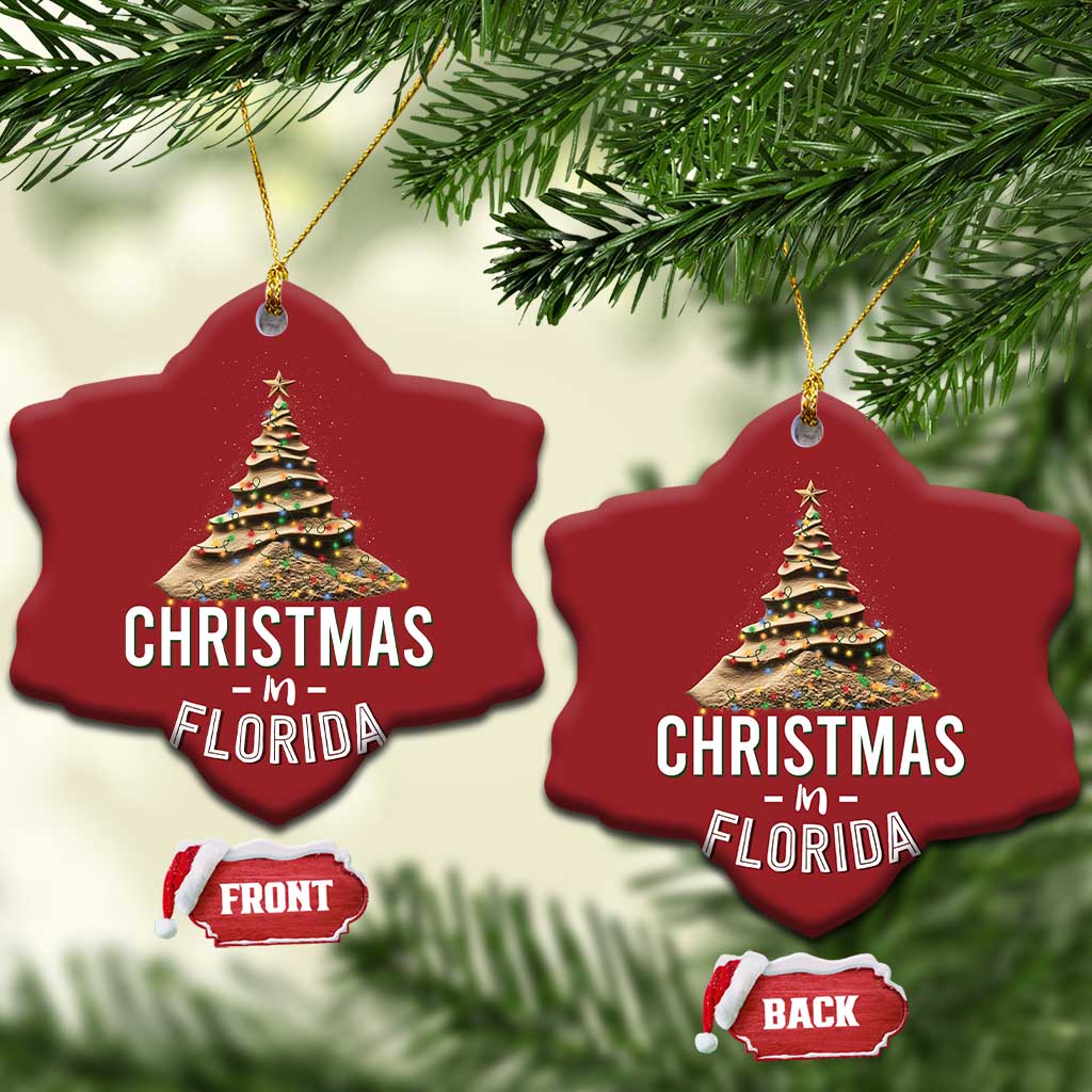 Christmas In Florida Christmas Ornament Sand Xmas Tree Lights Family Vacation TS02