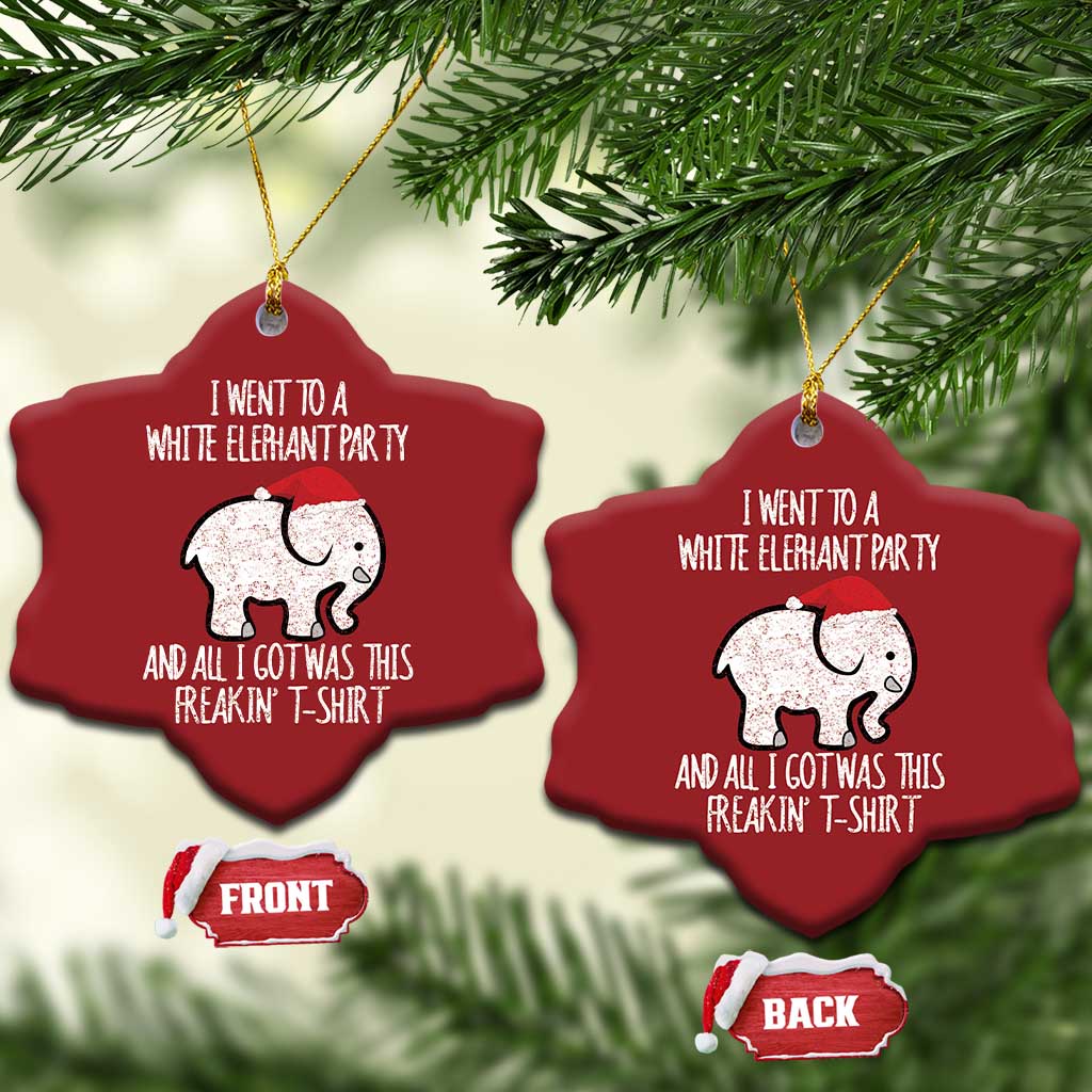 Funny White Elephant Xmas Christmas Ornament I Went To A White Party And Got This Gift Exchange TS02