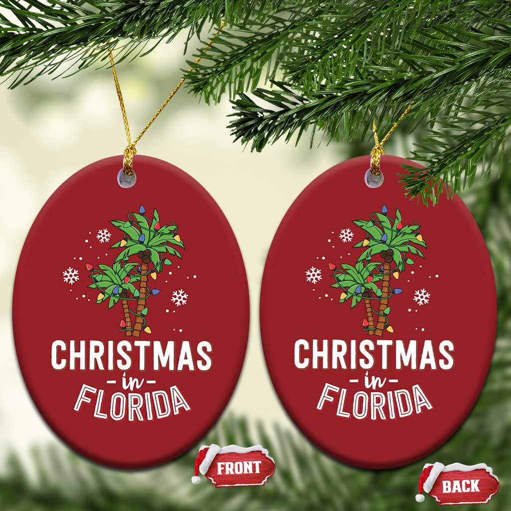 Xmas In Florida Christmas Ornament Deck The Palm Trees Matching Family Vacation TS02
