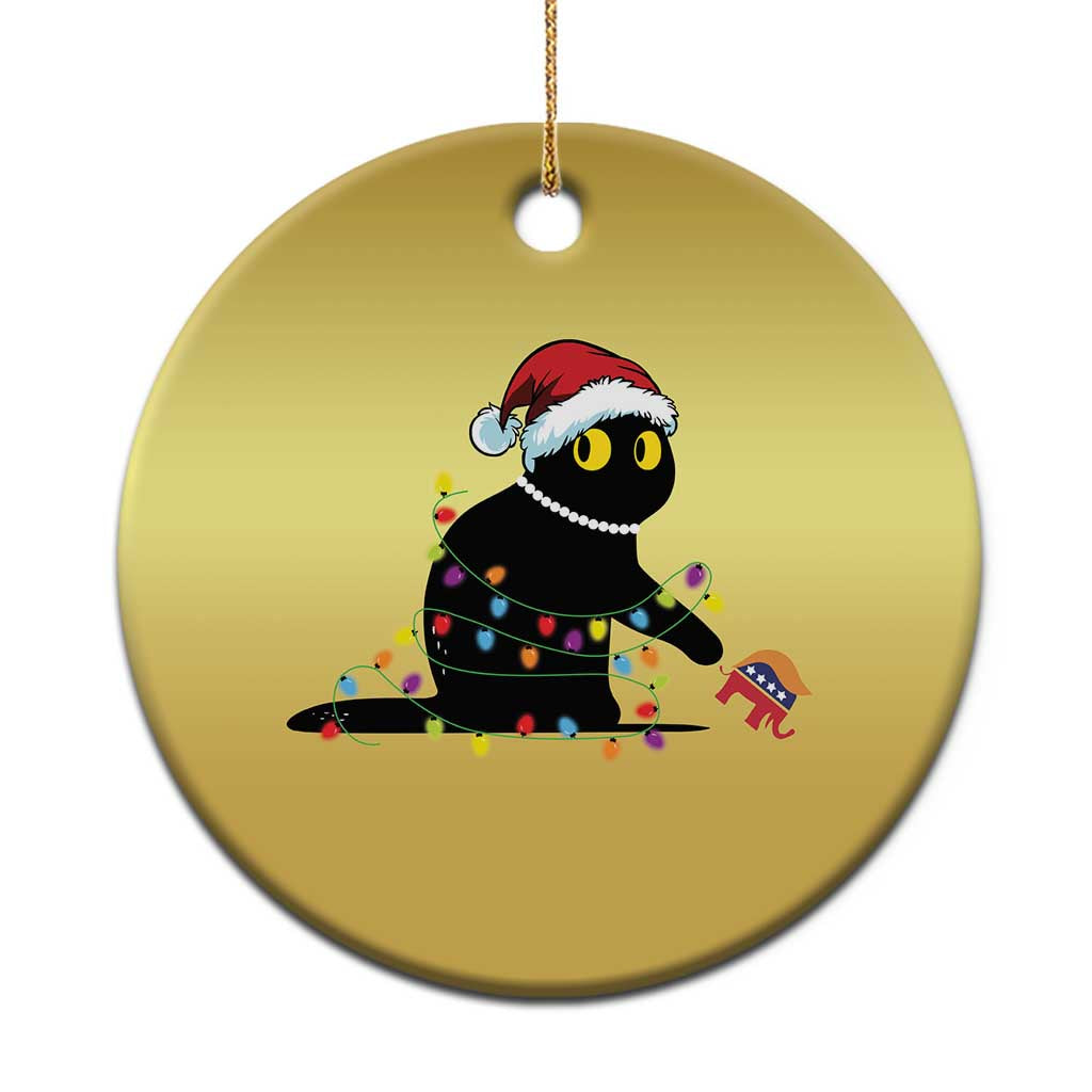 Xmas Black Cat Christmas Ornament Knock Over Elephant Funny Xmas TS02