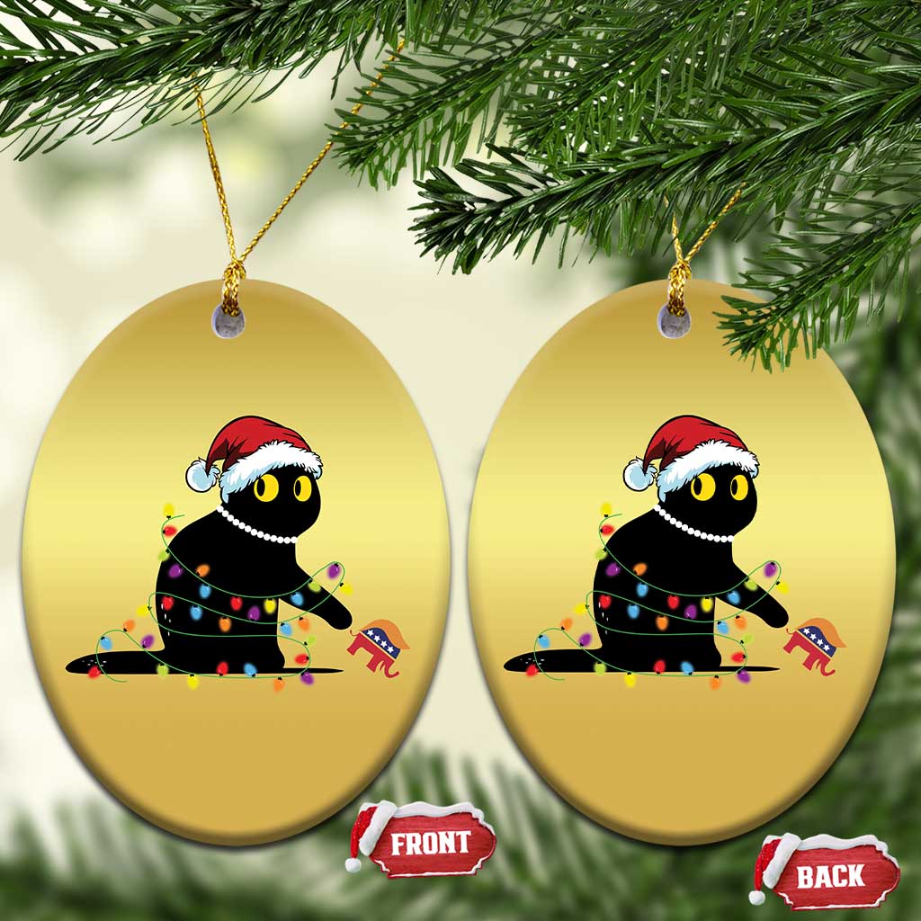 Xmas Black Cat Christmas Ornament Knock Over Elephant Funny Xmas TS02