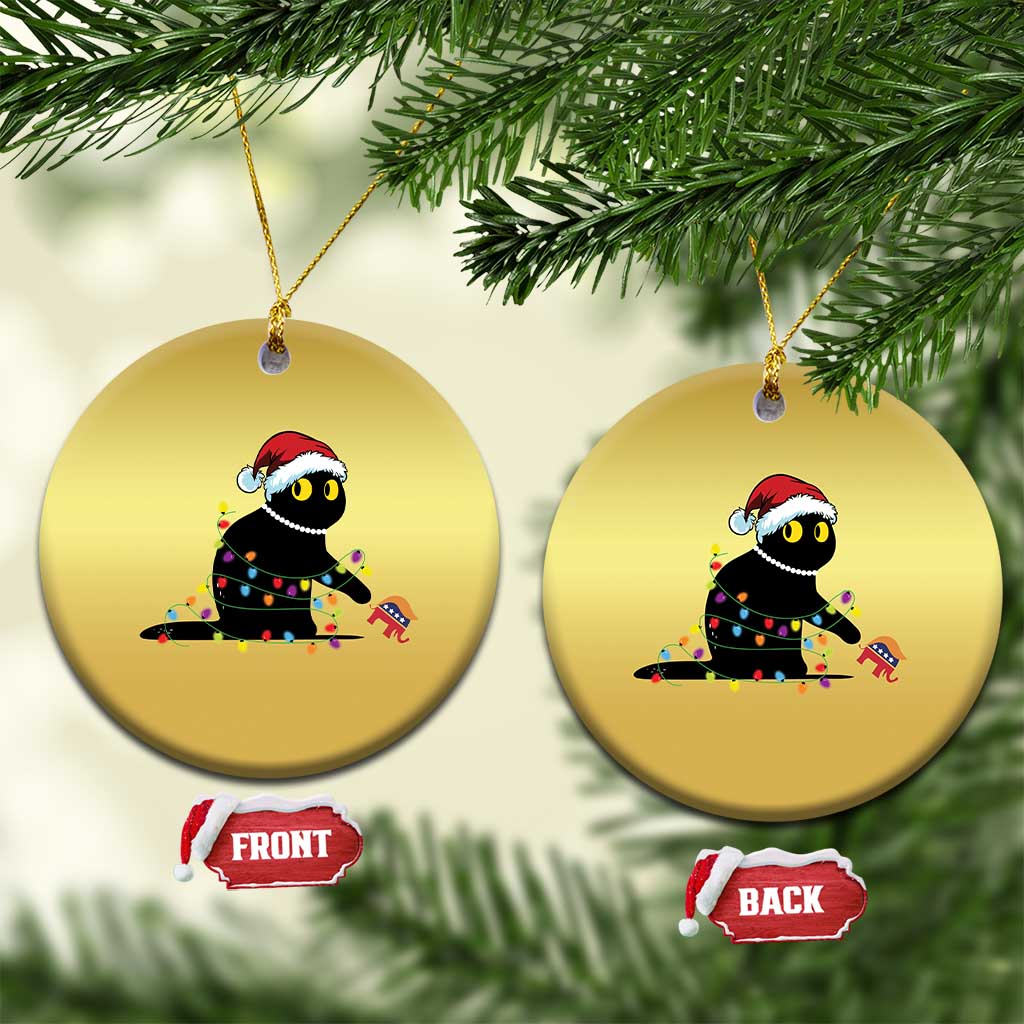 Xmas Black Cat Christmas Ornament Knock Over Elephant Funny Xmas TS02