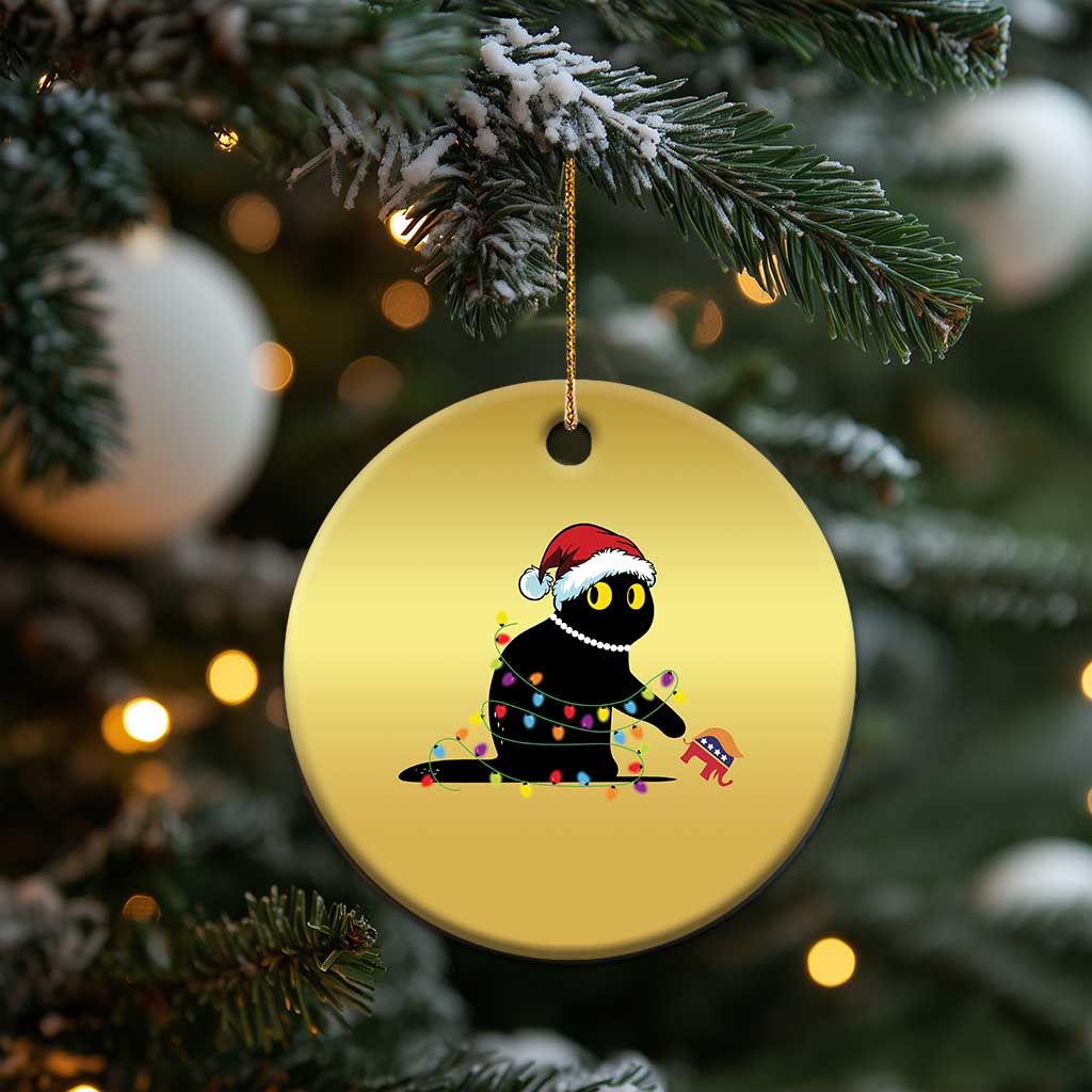 Xmas Black Cat Christmas Ornament Knock Over Elephant Funny Xmas TS02