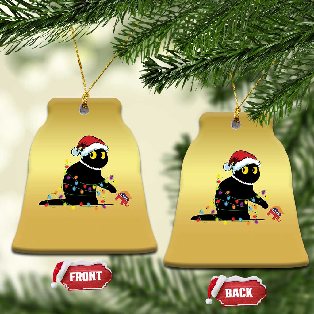 Xmas Black Cat Christmas Ornament Knock Over Elephant Funny Xmas TS02