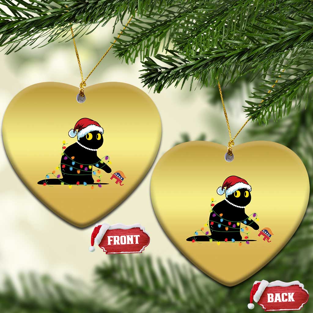 Xmas Black Cat Christmas Ornament Knock Over Elephant Funny Xmas TS02