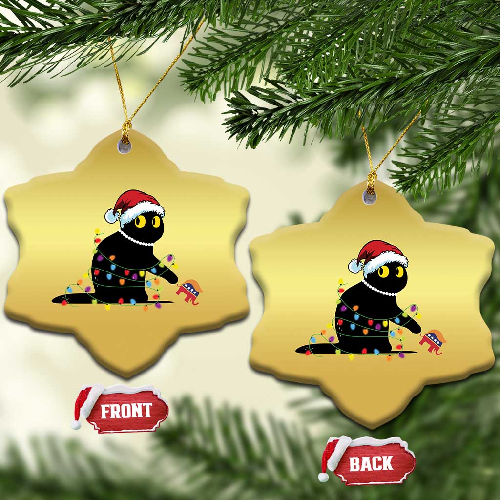 Xmas Black Cat Christmas Ornament Knock Over Elephant Funny Xmas TS02