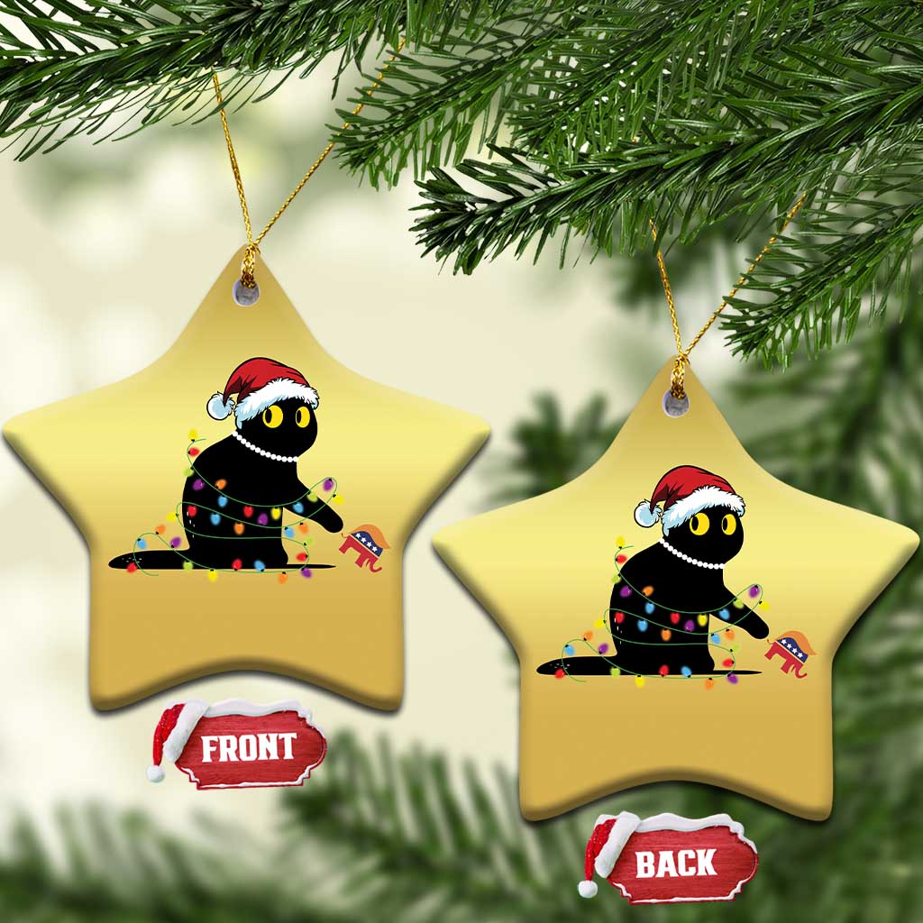 Xmas Black Cat Christmas Ornament Knock Over Elephant Funny Xmas TS02