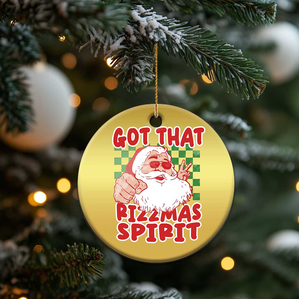 Funny Santa Rizz Xmas Christmas Ornament Got That Rizzmas Spirit Retro Groovy TS02