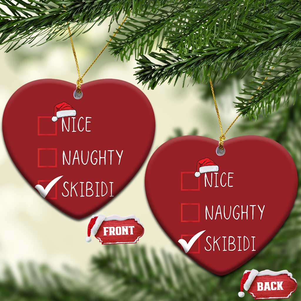 Nice Naughty Skibidi Christmas Ornament Funny Xmas Santa List TS02