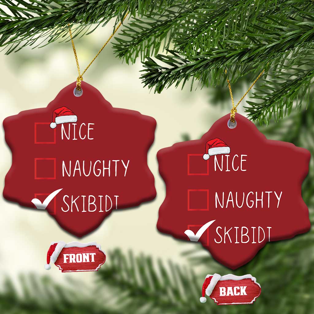 Nice Naughty Skibidi Christmas Ornament Funny Xmas Santa List TS02