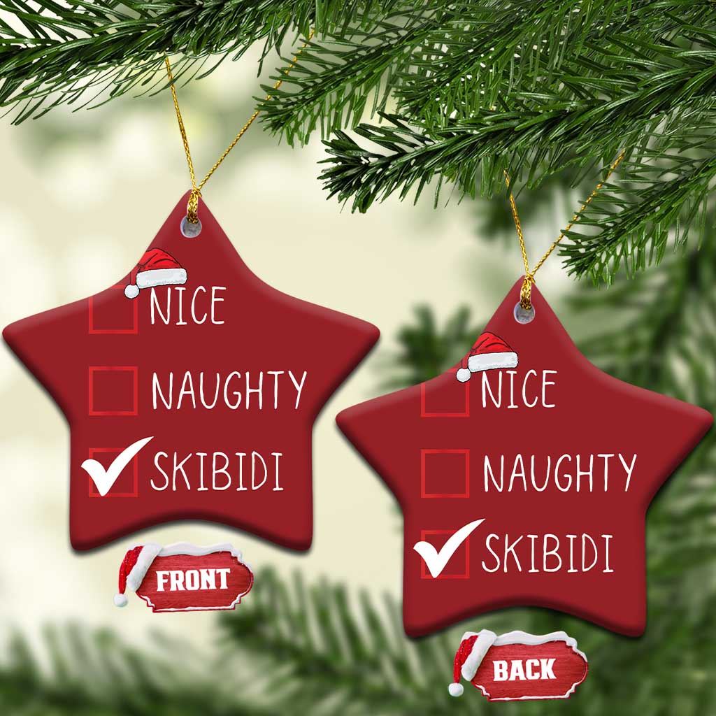 Nice Naughty Skibidi Christmas Ornament Funny Xmas Santa List TS02