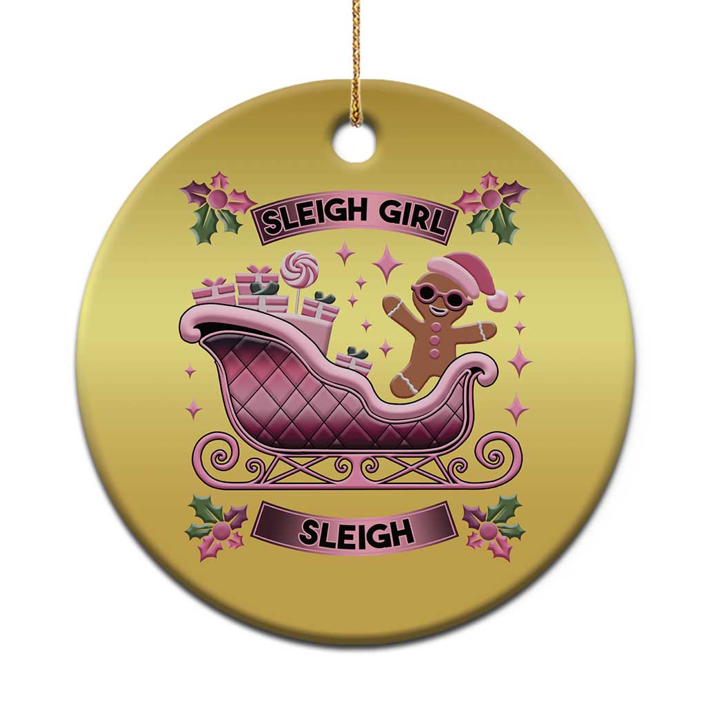 Groovy Pink Xmas Gingerbrad Christmas Ornament Sleigh Girl Sleigh Festive Xmas Holiday Girls TS02