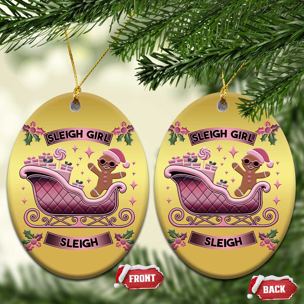 Groovy Pink Xmas Gingerbrad Christmas Ornament Sleigh Girl Sleigh Festive Xmas Holiday Girls TS02