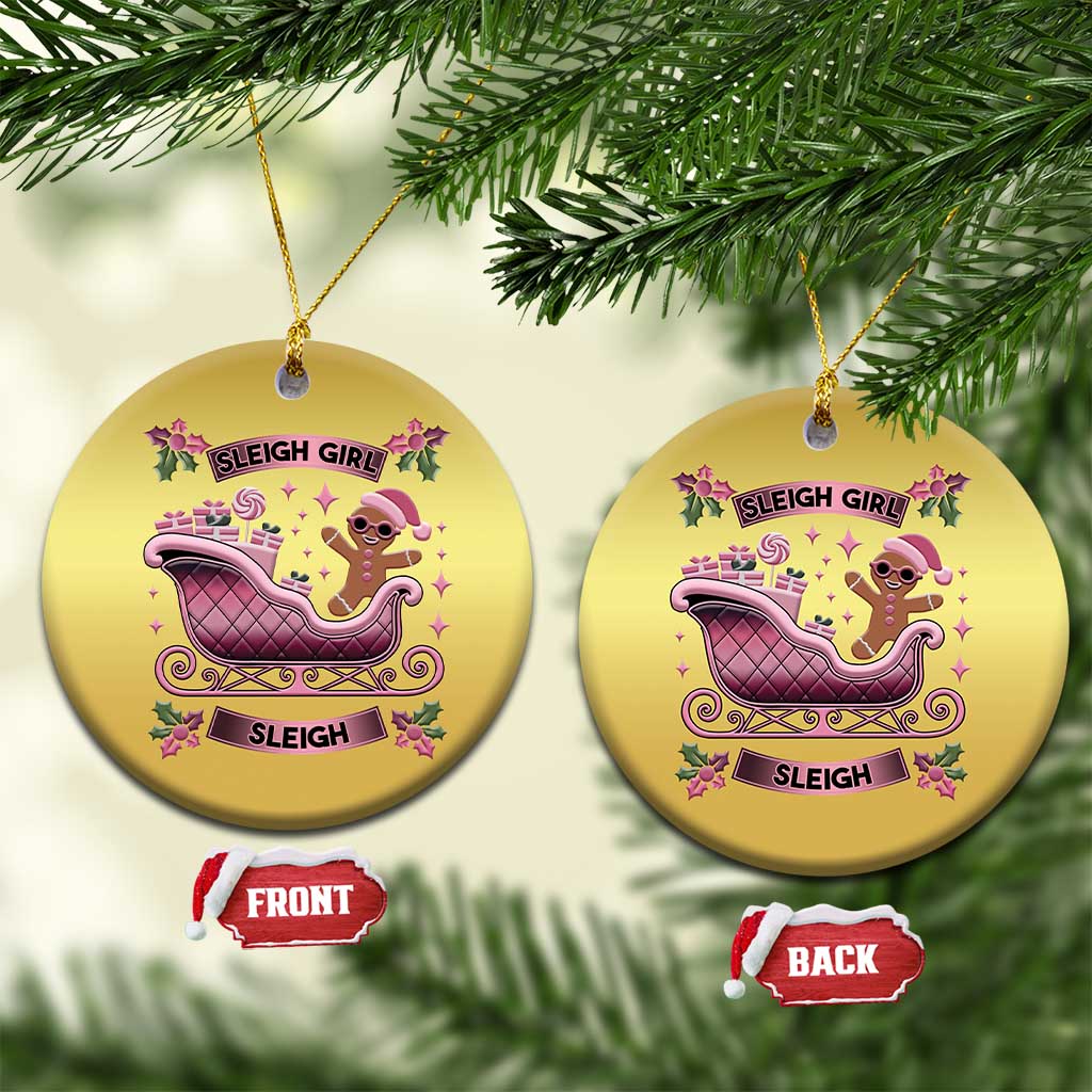 Groovy Pink Xmas Gingerbrad Christmas Ornament Sleigh Girl Sleigh Festive Xmas Holiday Girls TS02