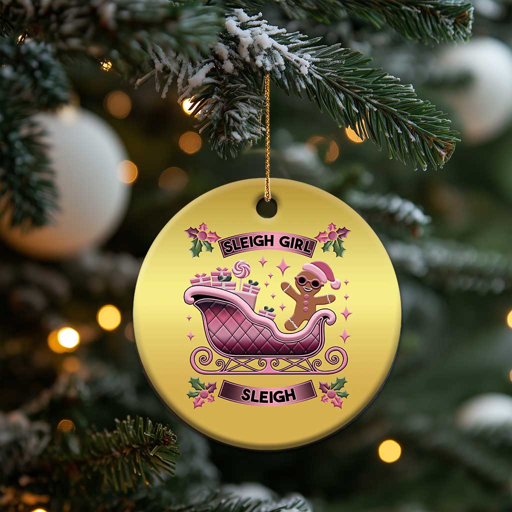 Groovy Pink Xmas Gingerbrad Christmas Ornament Sleigh Girl Sleigh Festive Xmas Holiday Girls TS02