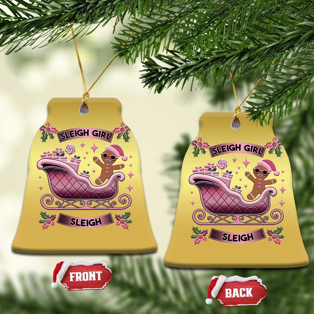 Groovy Pink Xmas Gingerbrad Christmas Ornament Sleigh Girl Sleigh Festive Xmas Holiday Girls TS02
