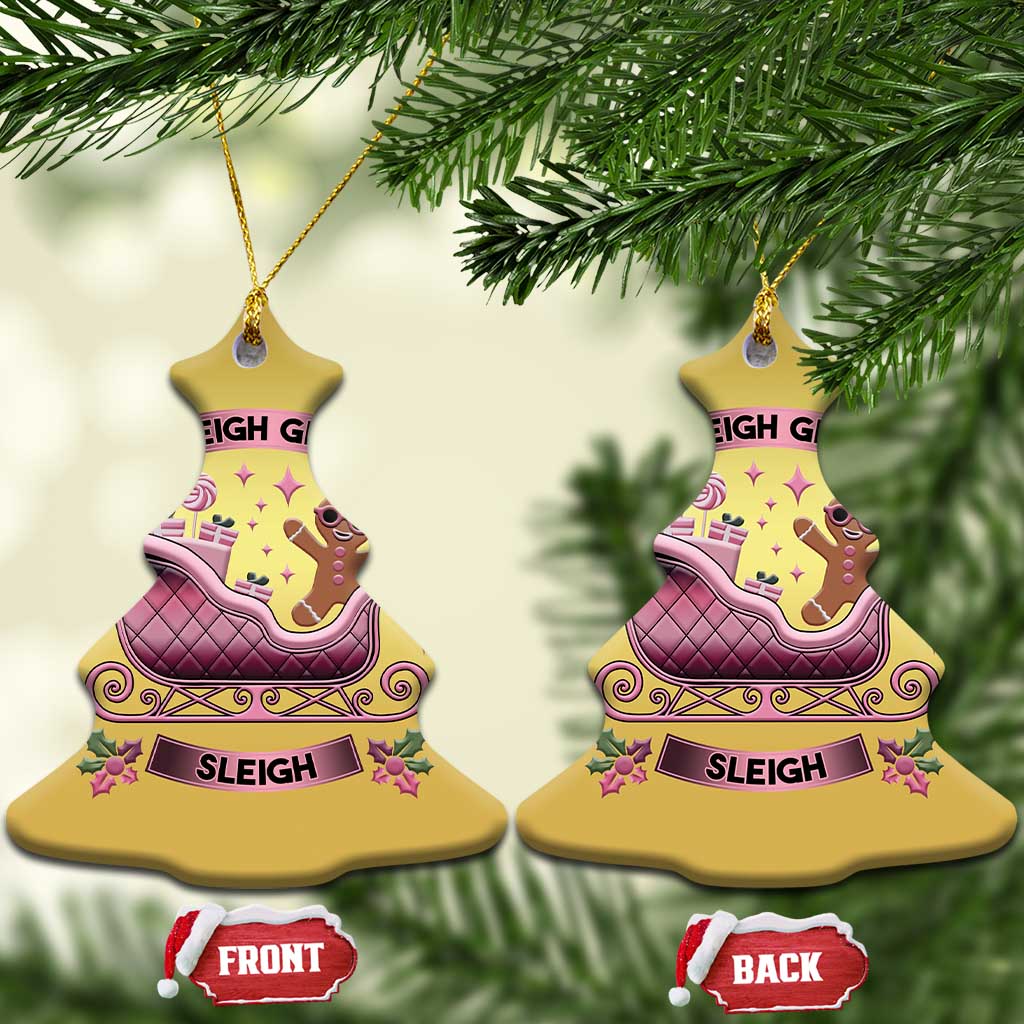 Groovy Pink Xmas Gingerbrad Christmas Ornament Sleigh Girl Sleigh Festive Xmas Holiday Girls TS02