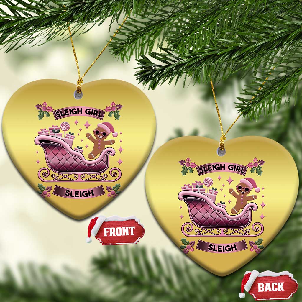 Groovy Pink Xmas Gingerbrad Christmas Ornament Sleigh Girl Sleigh Festive Xmas Holiday Girls TS02