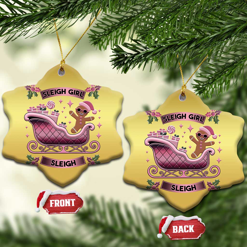 Groovy Pink Xmas Gingerbrad Christmas Ornament Sleigh Girl Sleigh Festive Xmas Holiday Girls TS02