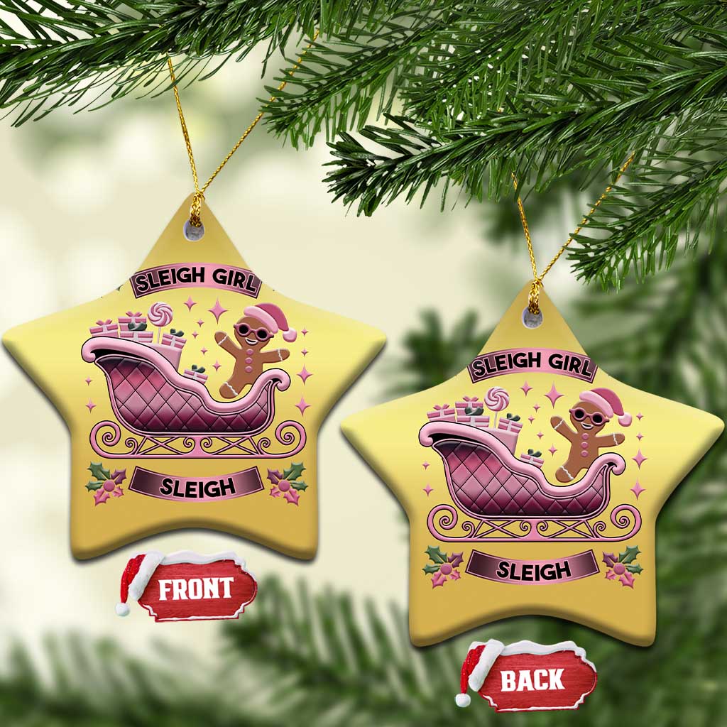 Groovy Pink Xmas Gingerbrad Christmas Ornament Sleigh Girl Sleigh Festive Xmas Holiday Girls TS02
