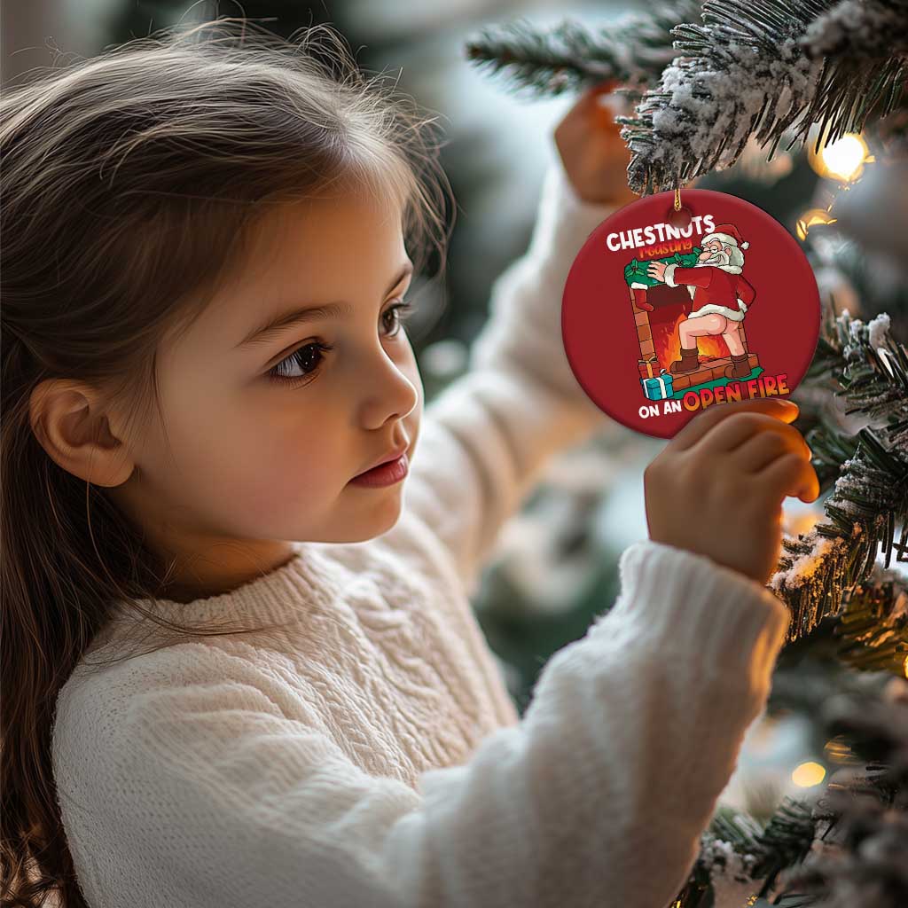 Funny Naughty Santa Christmas Ornament Chestnuts Roasting On An Open Fire Dirty Food Pun Xmas Joke TS02