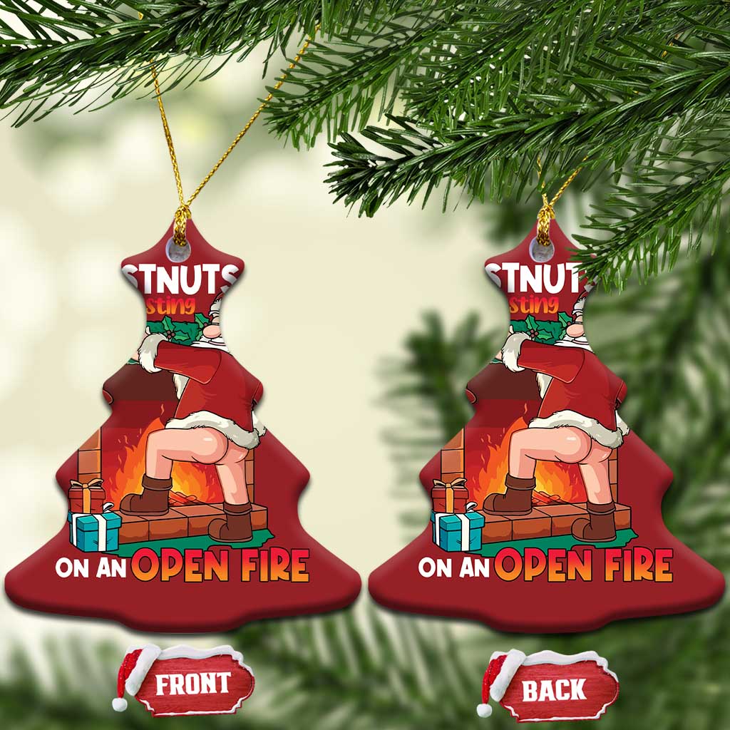 Funny Naughty Santa Christmas Ornament Chestnuts Roasting On An Open Fire Dirty Food Pun Xmas Joke TS02