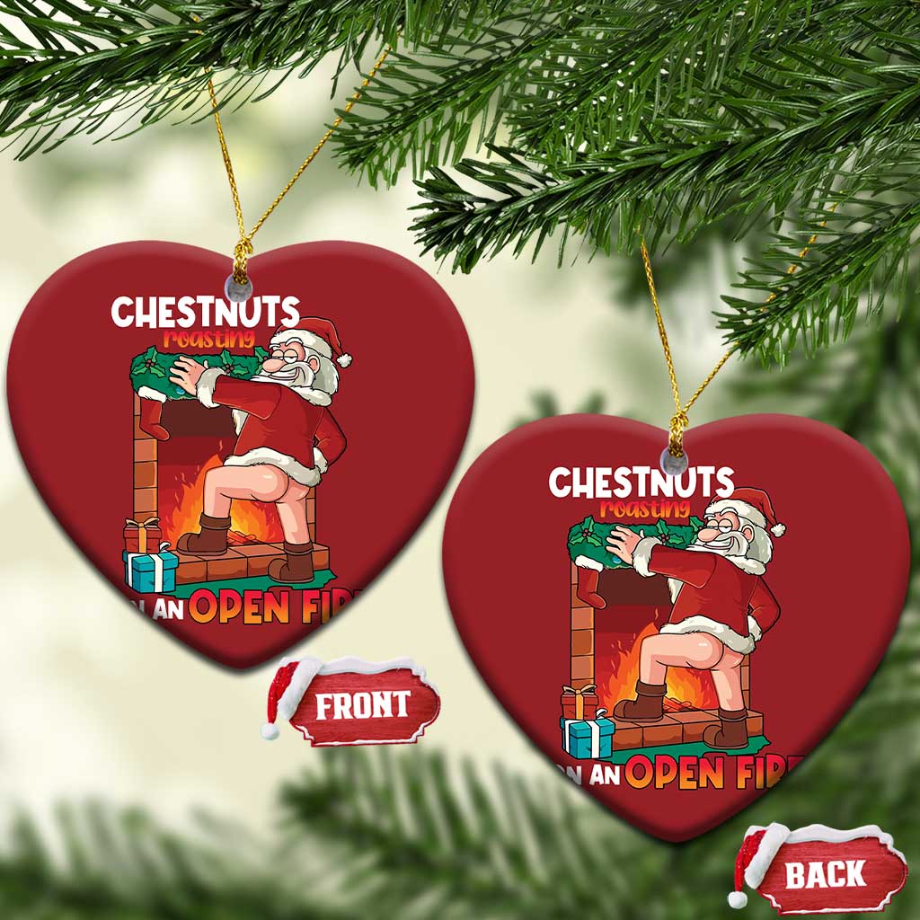 Funny Naughty Santa Christmas Ornament Chestnuts Roasting On An Open Fire Dirty Food Pun Xmas Joke TS02