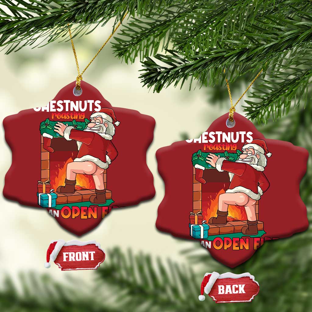 Funny Naughty Santa Christmas Ornament Chestnuts Roasting On An Open Fire Dirty Food Pun Xmas Joke TS02