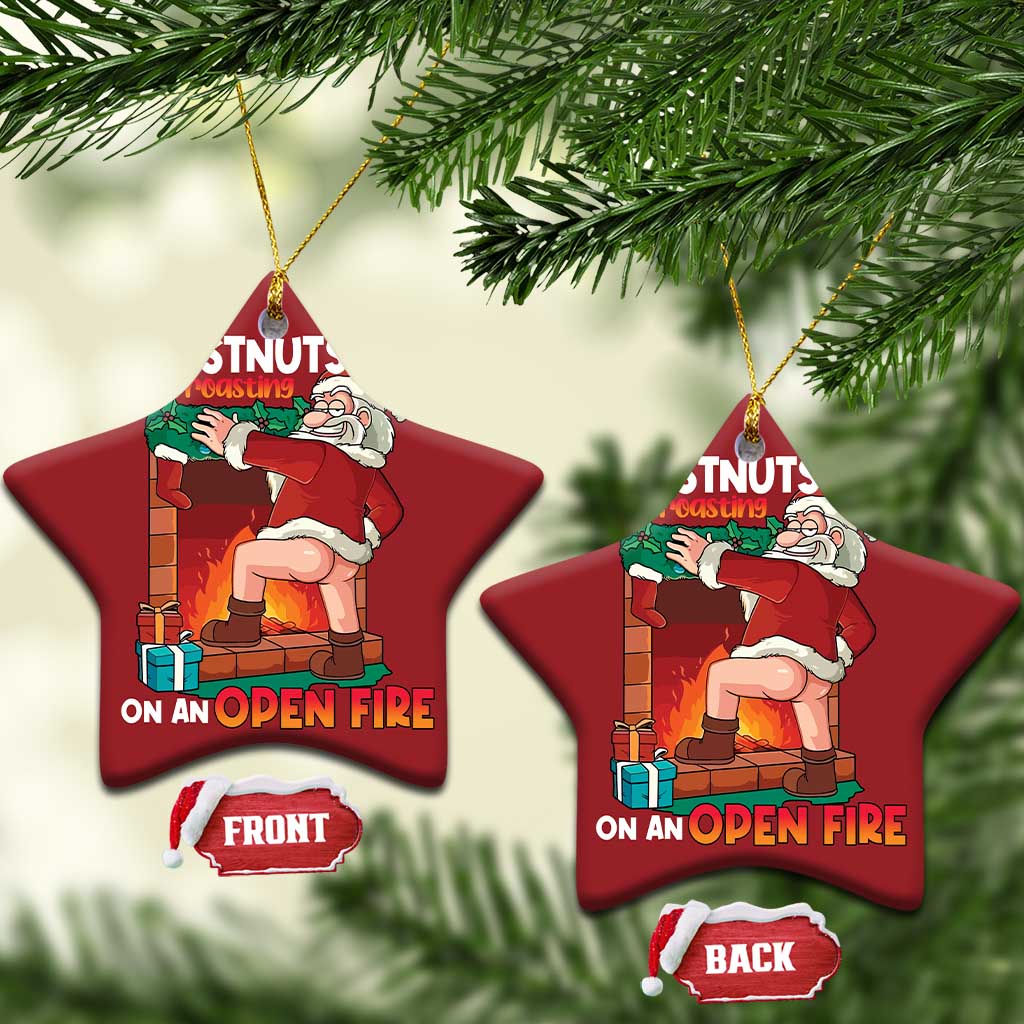 Funny Naughty Santa Christmas Ornament Chestnuts Roasting On An Open Fire Dirty Food Pun Xmas Joke TS02