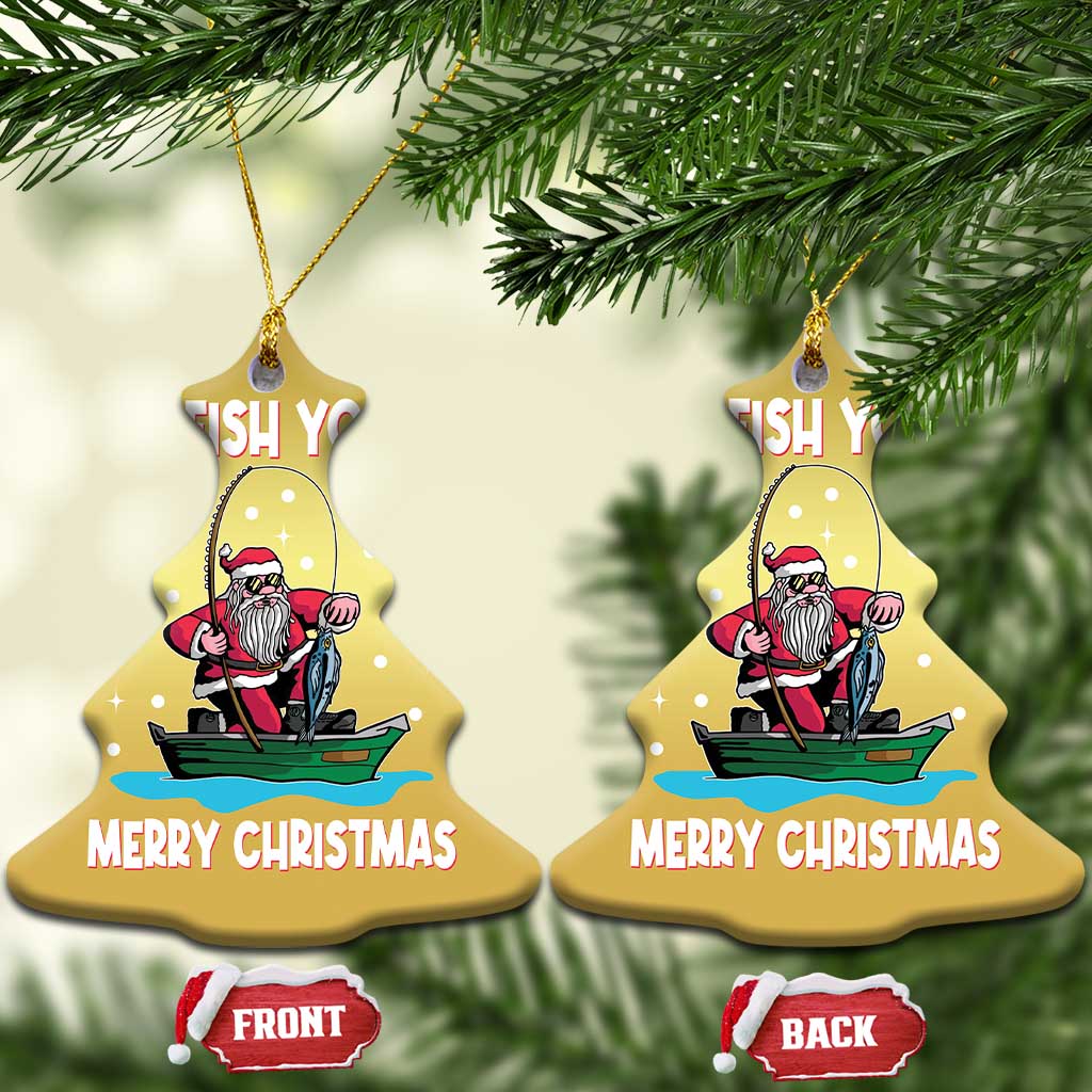 Santa Xmas Boat Fishing Christmas Ornament We Fish You A Merry Xmas Fisherman TS02