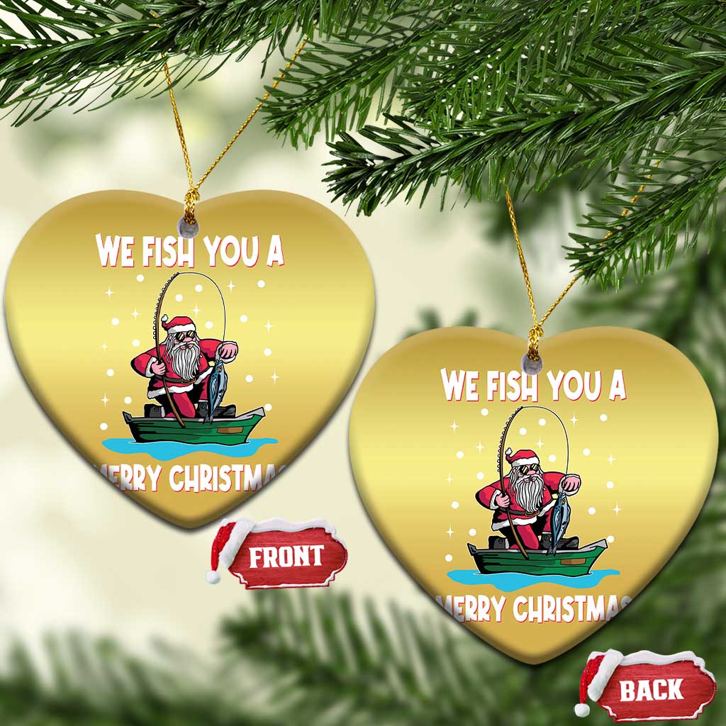Santa Xmas Boat Fishing Christmas Ornament We Fish You A Merry Xmas Fisherman TS02