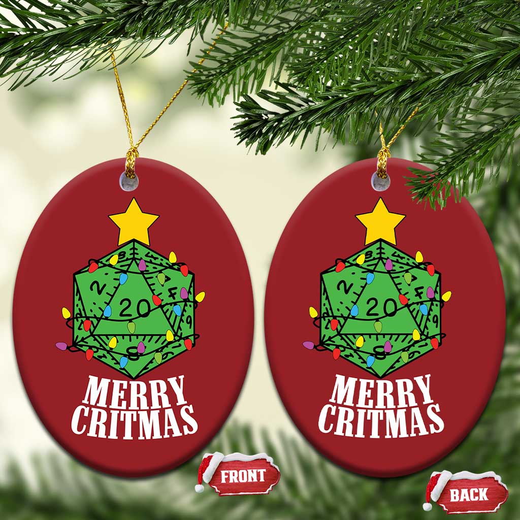Xmas Gamer Christmas Ornament Merry Critmas D20 RPG Gaming Xmas Tree TS02