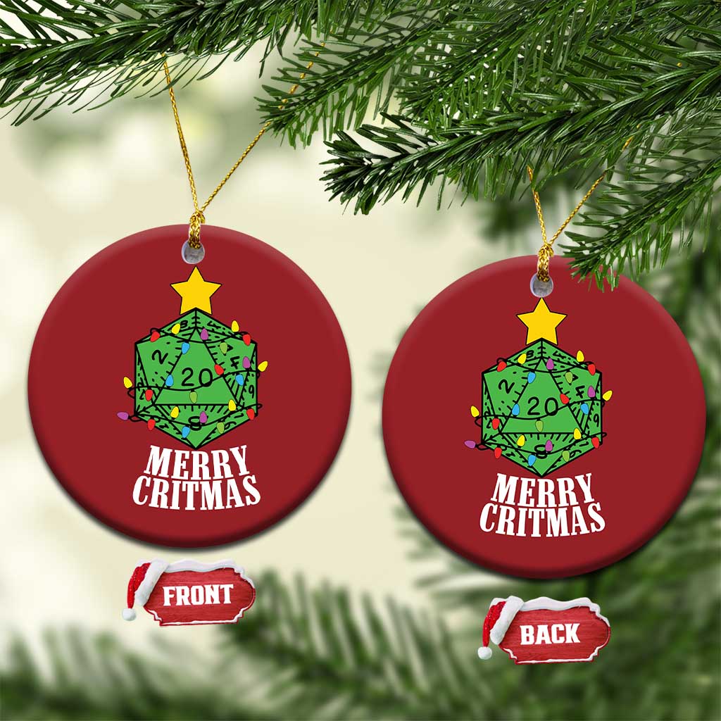 Xmas Gamer Christmas Ornament Merry Critmas D20 RPG Gaming Xmas Tree TS02