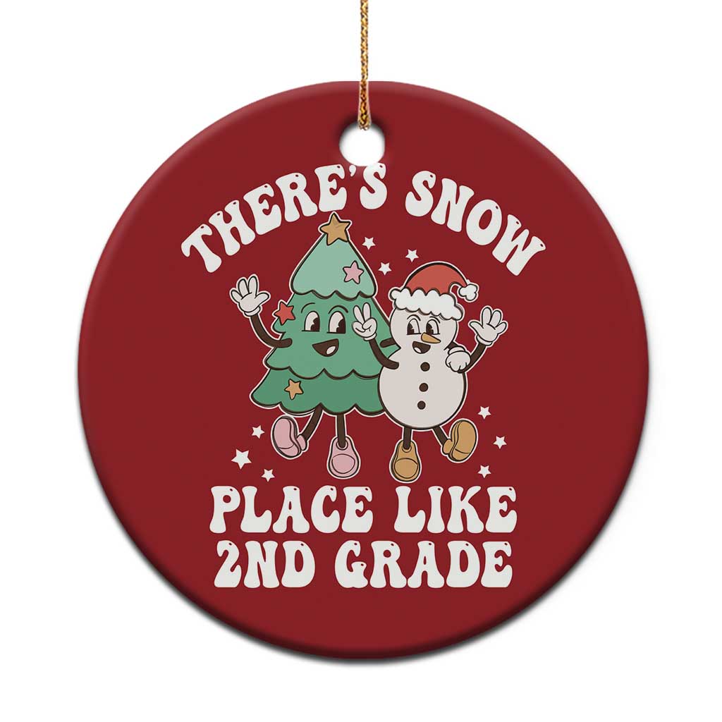 XmasTeacher Christmas Ornament Theres Snow Place Like 2nd Grade Merry Xmas Retro Groovy TS02