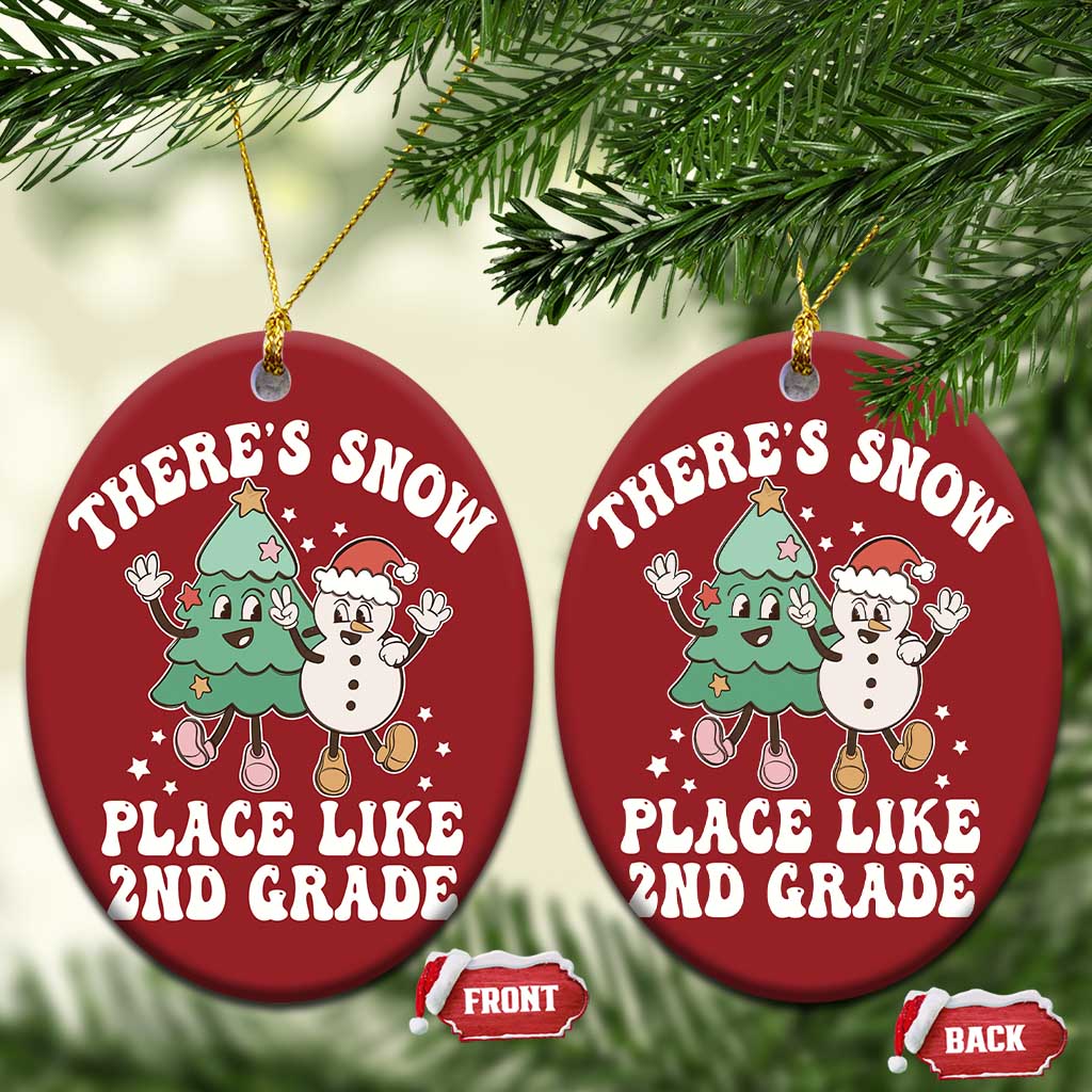 XmasTeacher Christmas Ornament Theres Snow Place Like 2nd Grade Merry Xmas Retro Groovy TS02