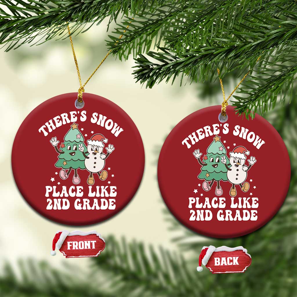 XmasTeacher Christmas Ornament Theres Snow Place Like 2nd Grade Merry Xmas Retro Groovy TS02