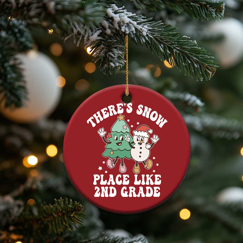 XmasTeacher Christmas Ornament Theres Snow Place Like 2nd Grade Merry Xmas Retro Groovy TS02