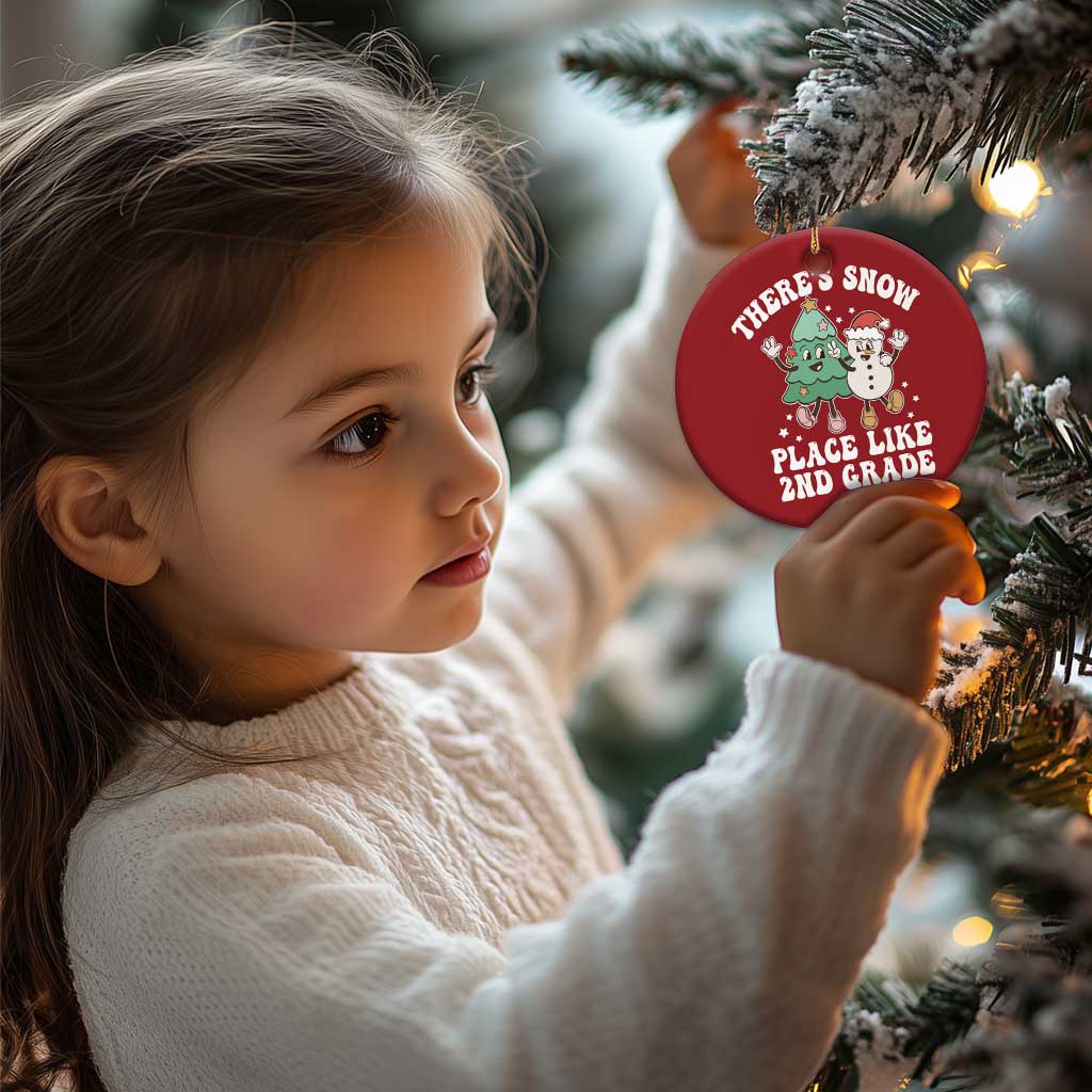 XmasTeacher Christmas Ornament Theres Snow Place Like 2nd Grade Merry Xmas Retro Groovy TS02