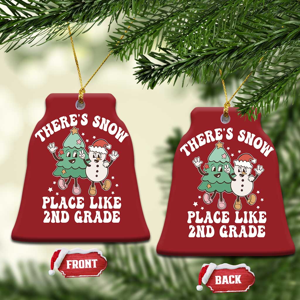 XmasTeacher Christmas Ornament Theres Snow Place Like 2nd Grade Merry Xmas Retro Groovy TS02