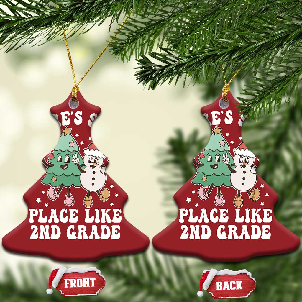 XmasTeacher Christmas Ornament Theres Snow Place Like 2nd Grade Merry Xmas Retro Groovy TS02