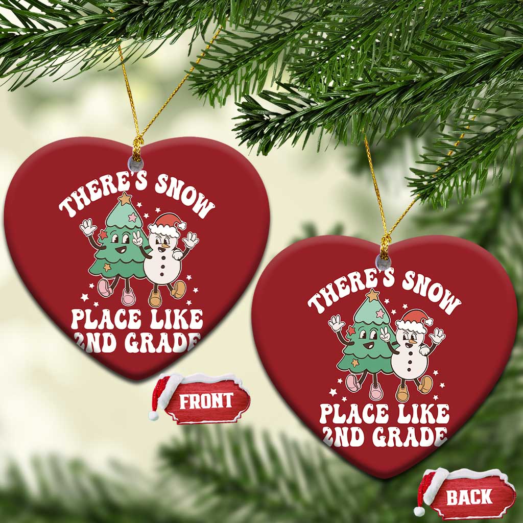 XmasTeacher Christmas Ornament Theres Snow Place Like 2nd Grade Merry Xmas Retro Groovy TS02