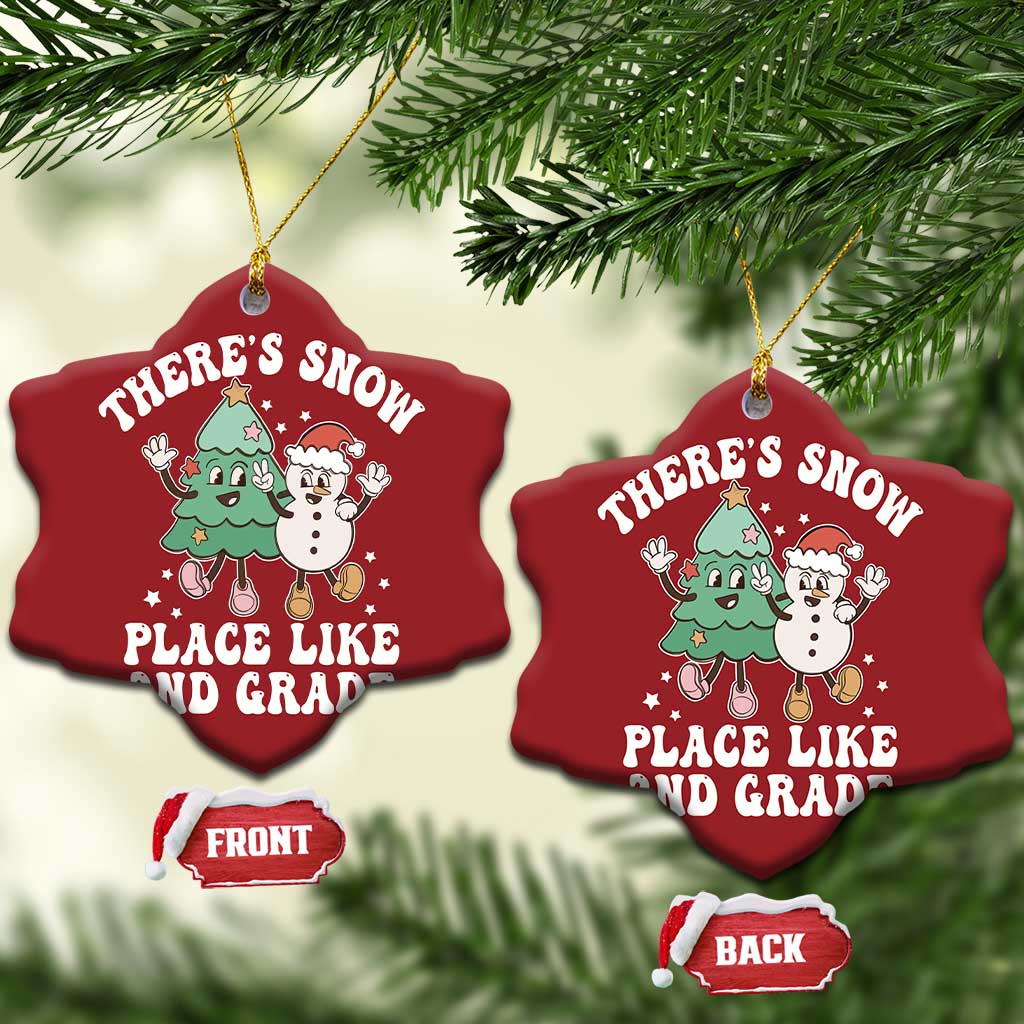 XmasTeacher Christmas Ornament Theres Snow Place Like 2nd Grade Merry Xmas Retro Groovy TS02