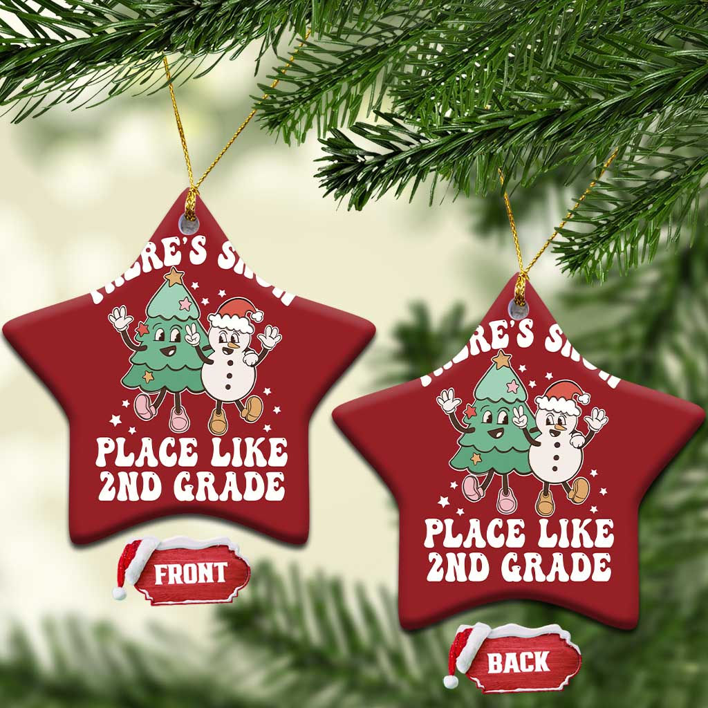 XmasTeacher Christmas Ornament Theres Snow Place Like 2nd Grade Merry Xmas Retro Groovy TS02